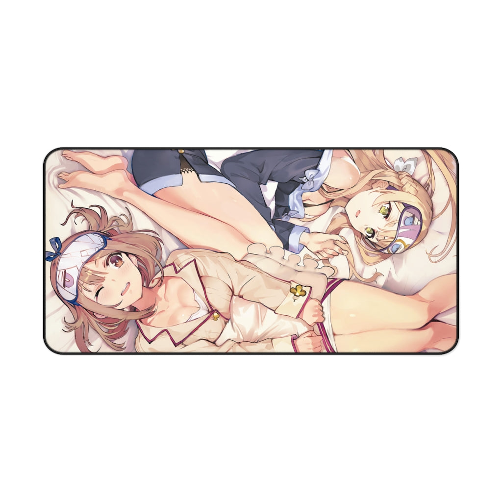 Atelier Ryza Sexy Mousepad - Sleepover Klaudia Valentz and Reisalin Stout Ecchi Desk Mat - Kawaii Gaming Playmat