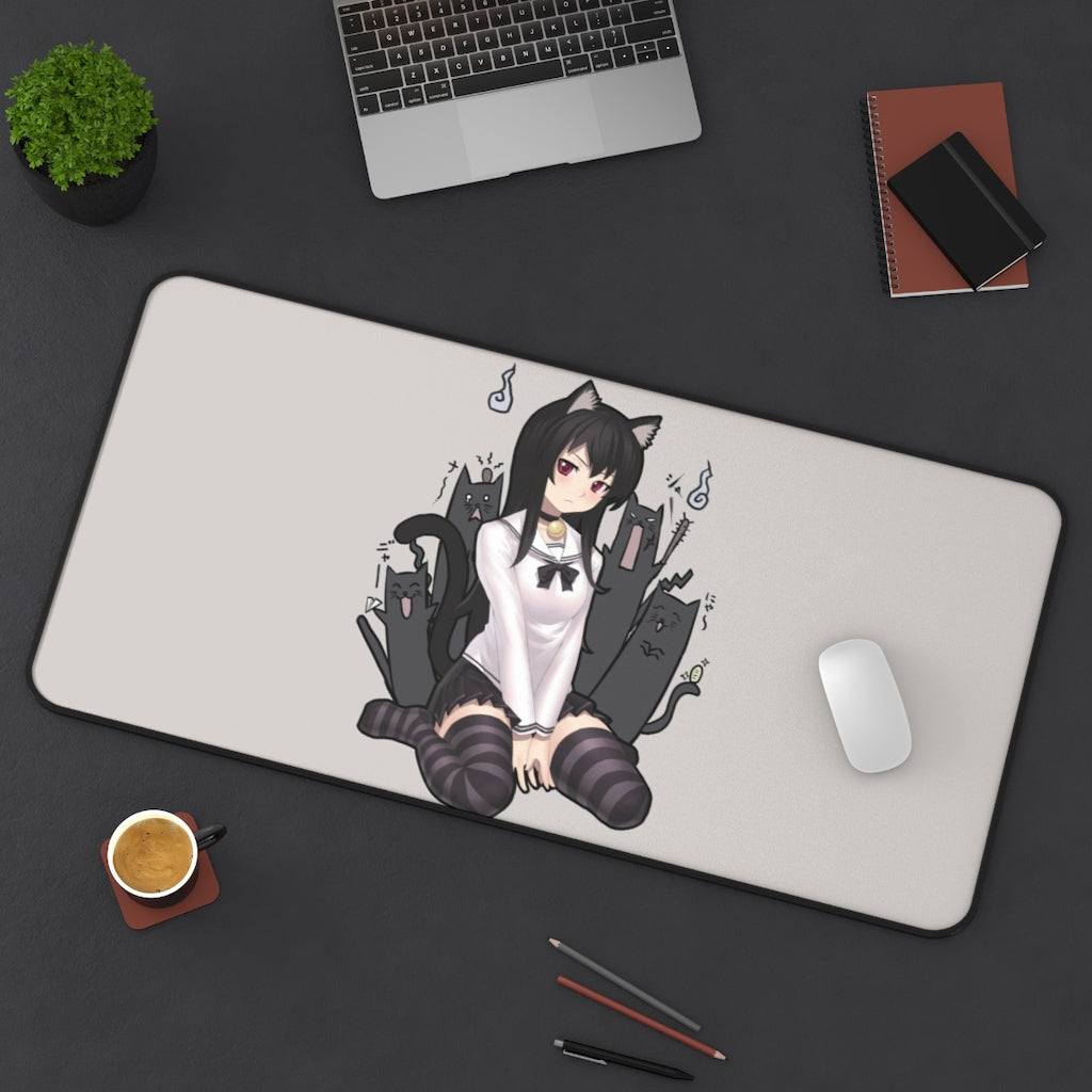 Kawai Anime Girls Mouse Pads - grey Cat girl - The Mouse Pads Ninja 31" × 15.5" Home Decor