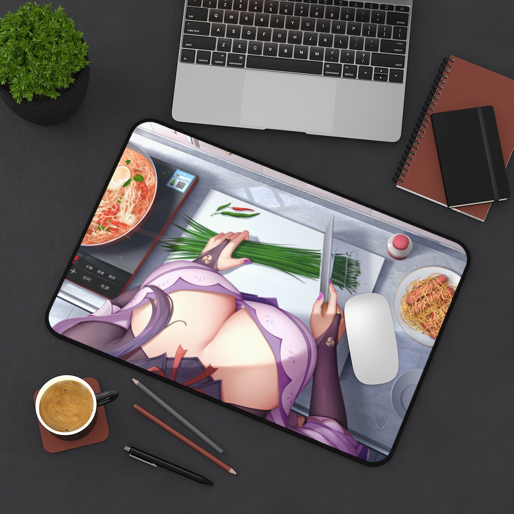 Raiden Shogun Big Boobs Housewife Genshin Impact Desk Mat - Non Slip Mousepad