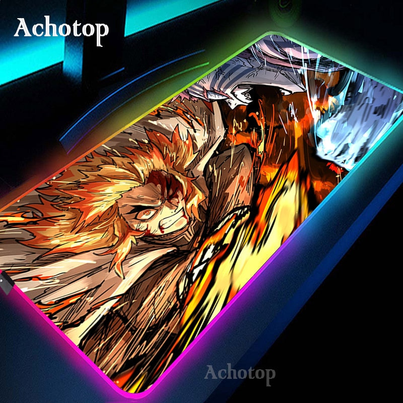 Anime Demon Slayer Mousepad Gaming Mouse Pad RGB LED omputer Desk Pad - The Mouse Pads Ninja