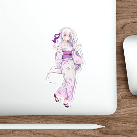 Re Zero Emilia Kimono Waifu Waterproof Sticker - Ecchi Vinyl Decal