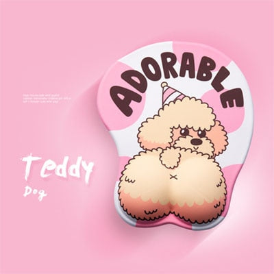 Cute simple Dogi ass 3D Mouse Pad ( 26 x 21 cm ) - The Mouse Pads Ninja Pink Mouse Pads