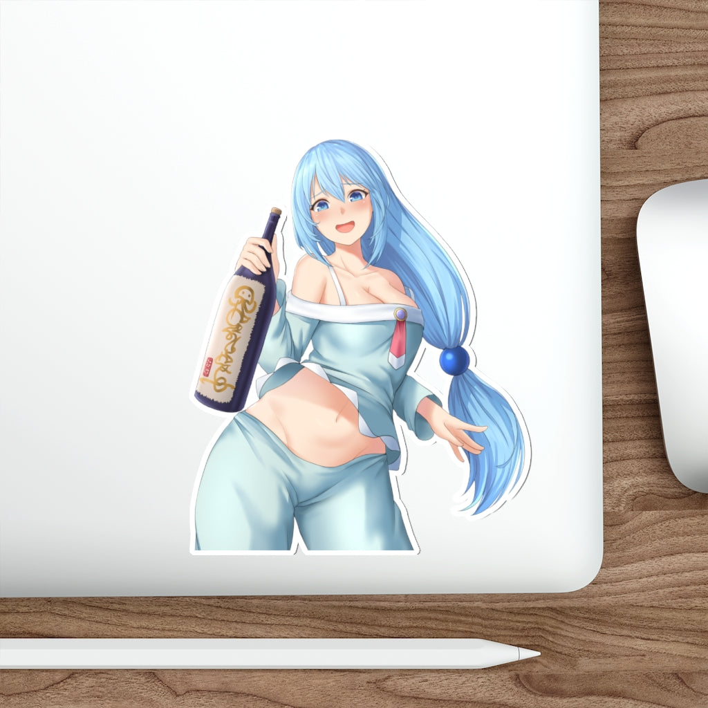 Konosuba Aqua Bottle Girl Waterproof Sticker - Ecchi Vinyl Decal