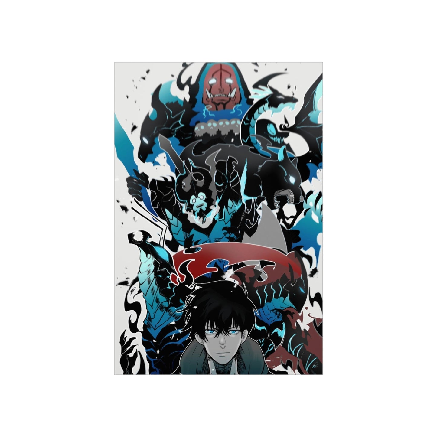 Solo Leveling Poster - Premium Matte Vertical Poster - Sung Jin Woo Igris Tank Beru Kaisel Solo Leveling Manhwa Anime Wall Art Decor