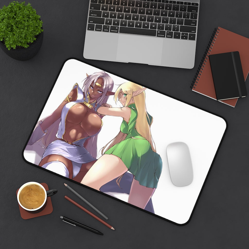 Record Of Lodoss War Sexy Mousepad - Pirotess And Deedlit Anime Desk Mat - Ecchi Playmat