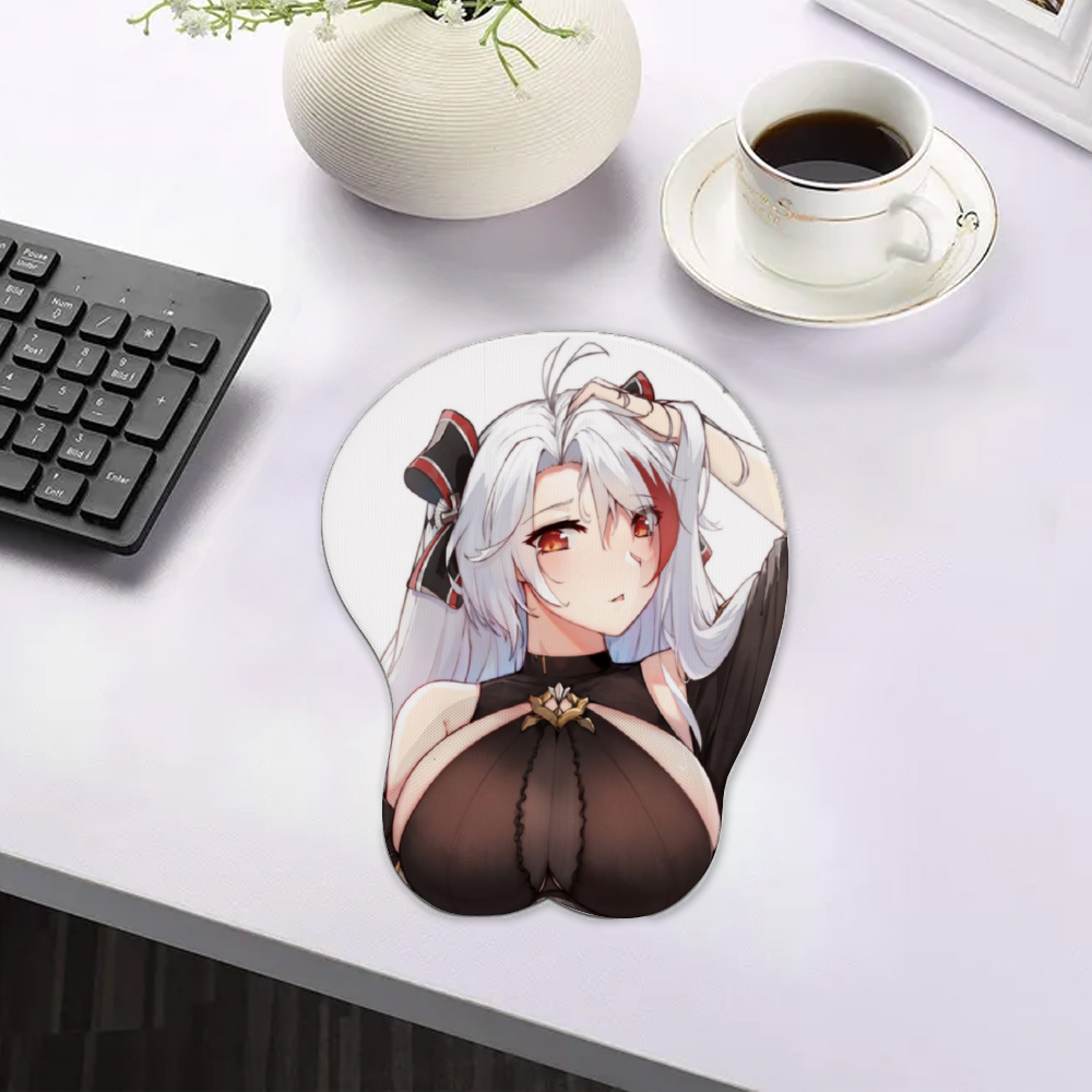 Sexy Anime Girl Oppai Mousepad with Wrist Support Silicone Mouse Pad