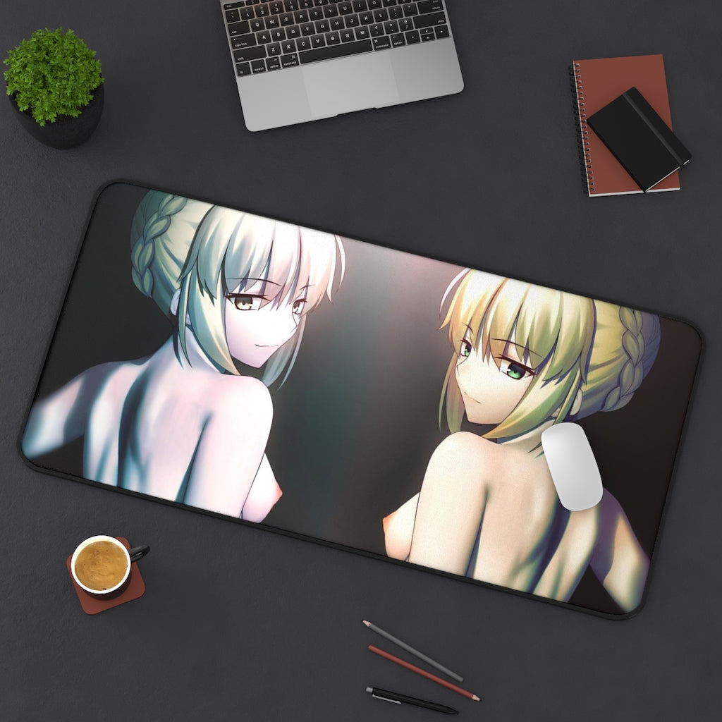 Nude Tits Artoria Pendragon and Saber Alter Fate Grand Order Desk Mat - Non Slip Mousepad