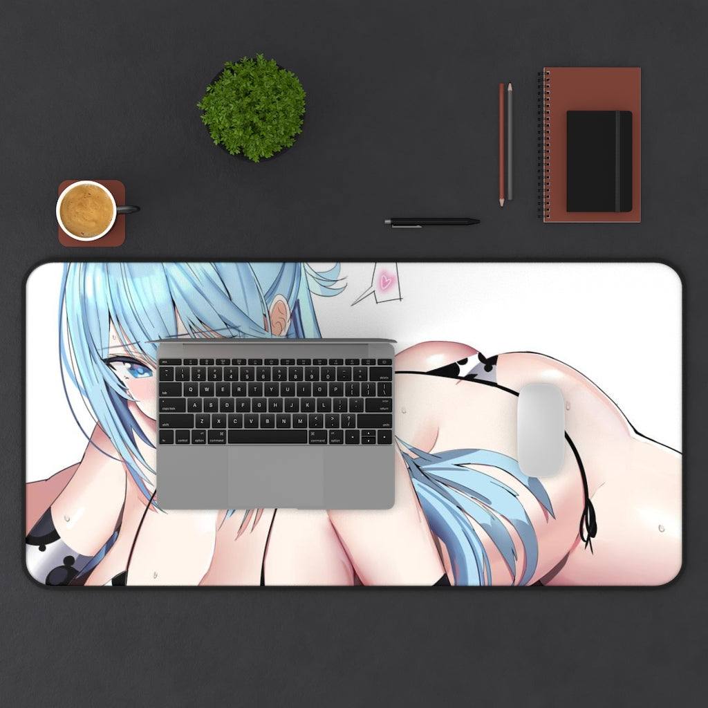 Konosuba Aqua Sexy Mousepad - Thick Cow Girl Waifu Desk Mat - Ecchi Anime Playmat