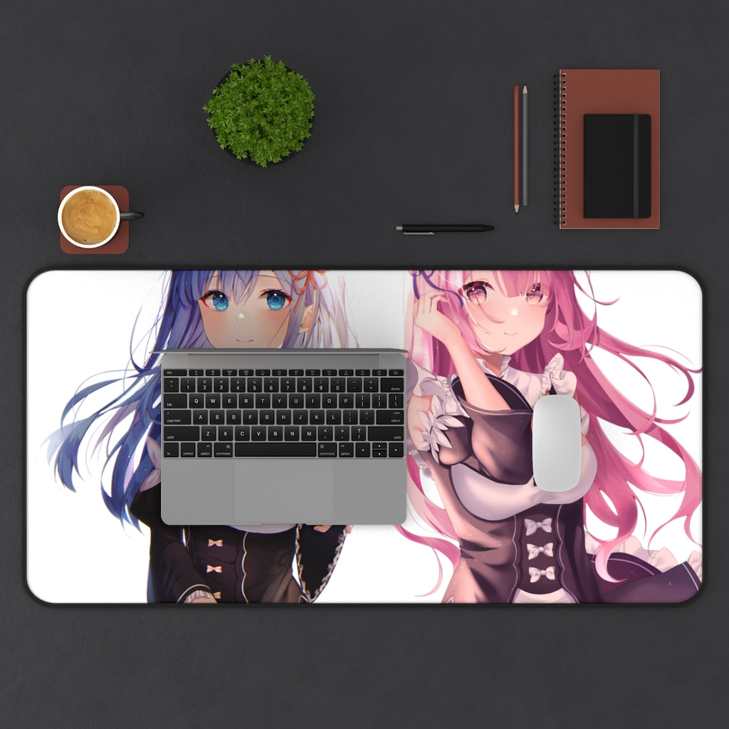 Re Zero Mousepad - Kawaii Rem And Ram Desk Mat - Anime Playmat