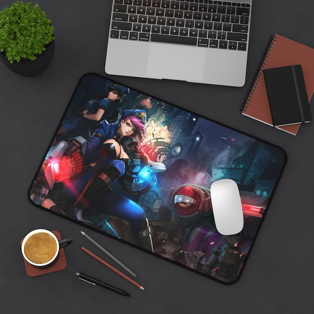 Arcane Vi and Caitlyn Police Mousepad - League of Legends Large Desk Mat