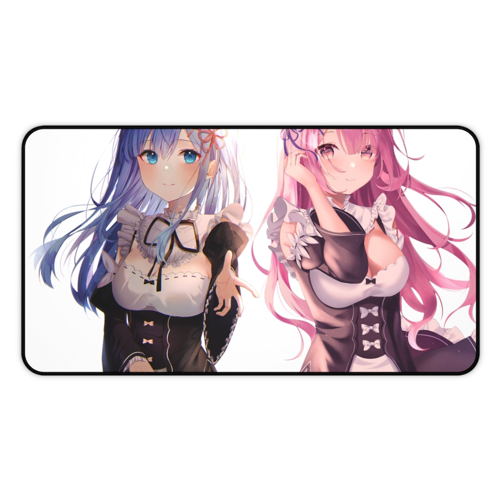 Re Zero Mousepad - Kawaii Rem And Ram Desk Mat - Anime Playmat