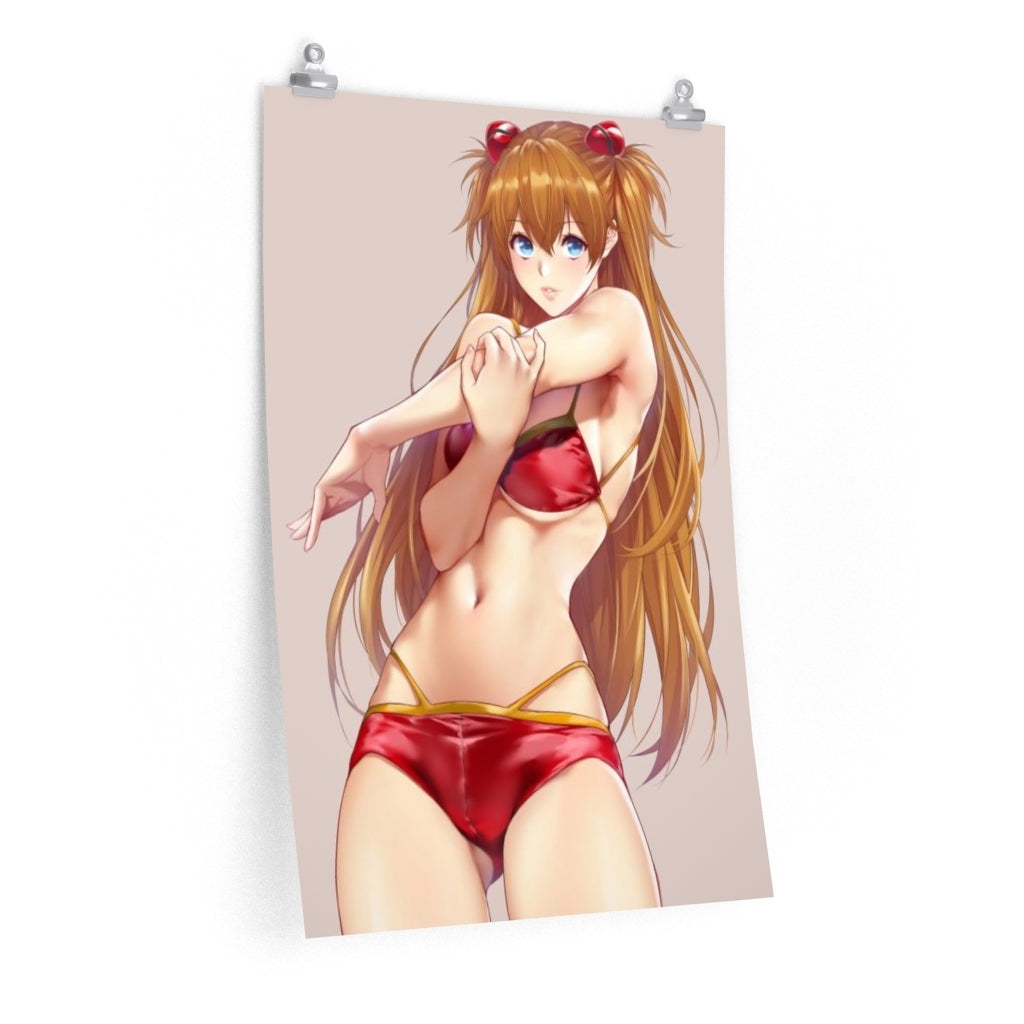 Sexy Asuka Bikini Evangelion Poster - Lewd Premium Matte Vertical Poster - Adult Wall Art