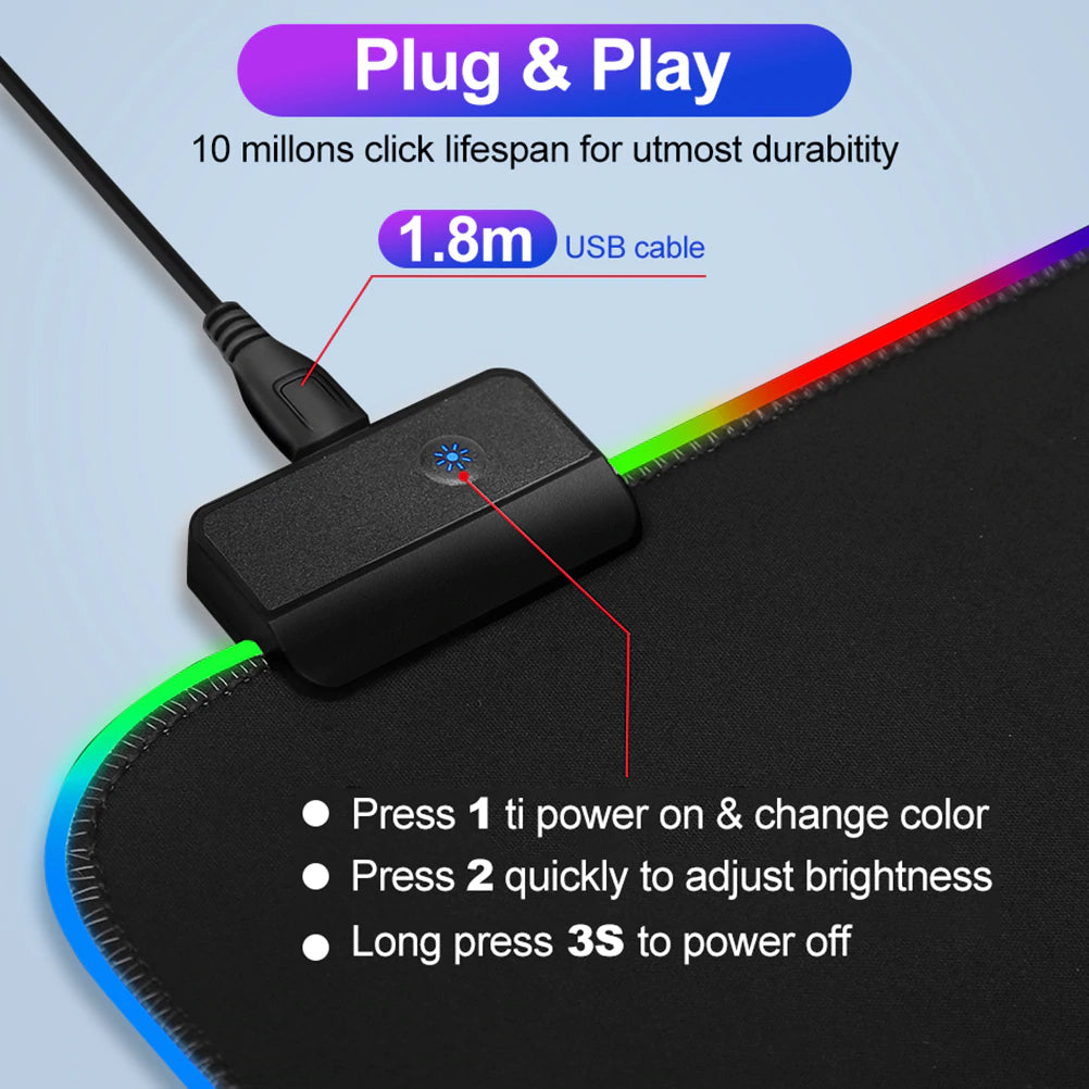DIY Custom Mouse Pad - RGB Illumination Large Gaming LED Mousepad.