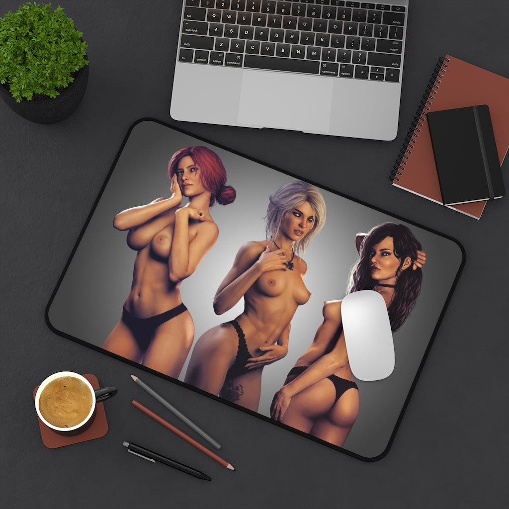 The Witcher Sexy Waifus Triss Ciri Yennefer Desk Mat - Non Slip Mousepad