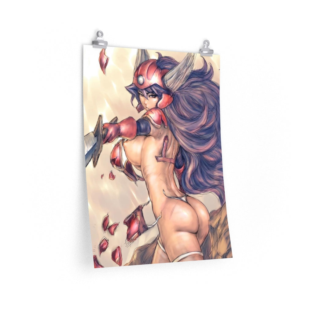 Female Soldier Dragon Quest Poster - Lewd Premium Matte Vertical Poster - Adult Wall Art