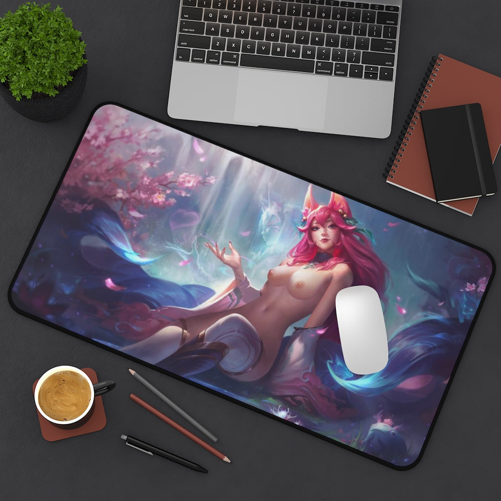 Pink Ahri Sexy Mousepad - League of Legends Ecchi Desk Mat - LoL Gaming Playmat