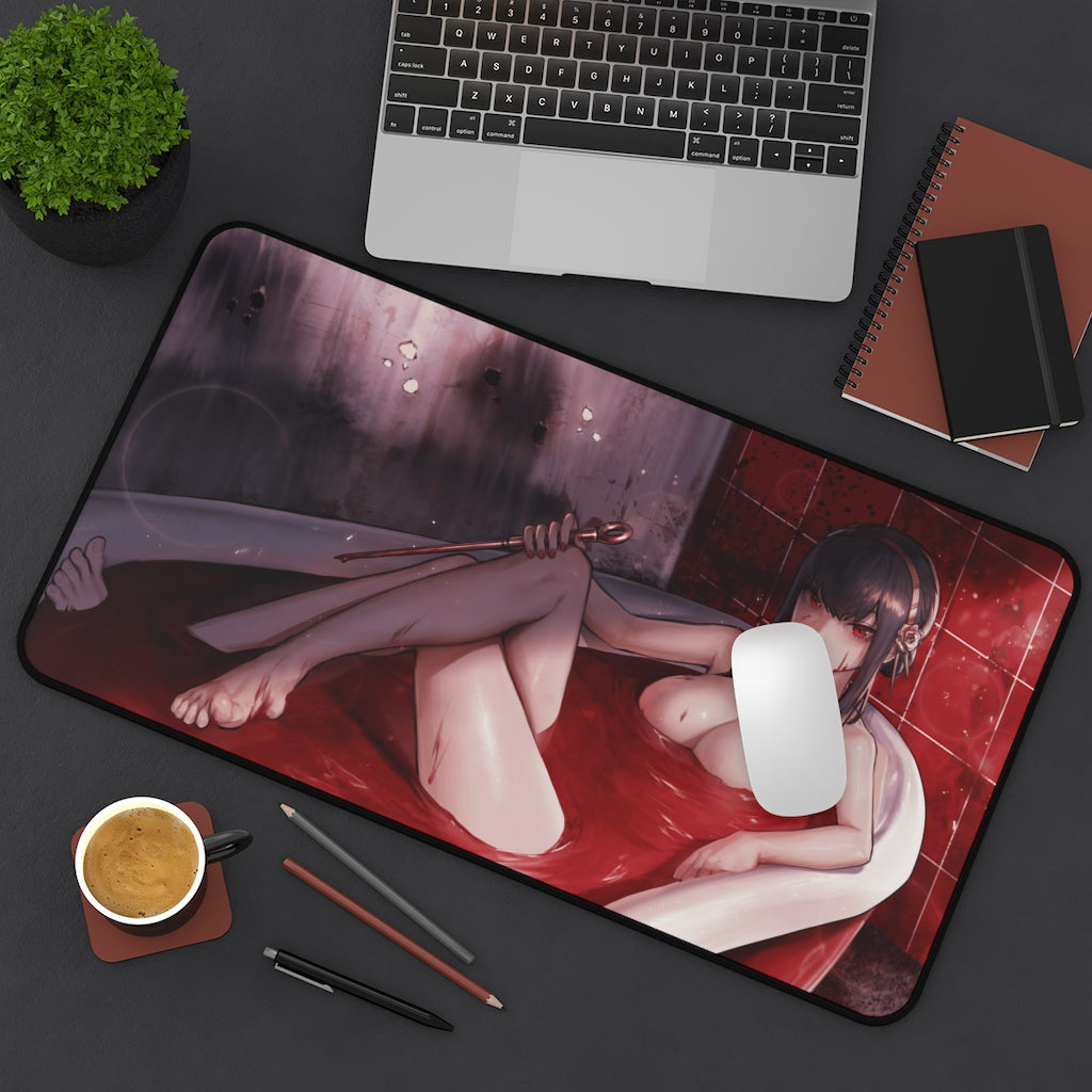 Spy x Family Yor Forger Nude Bloody Bath Desk Mat - Non Slip Mousepad - Sexy Girl Playmat