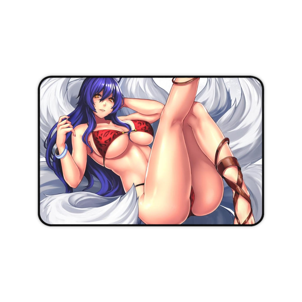 Nine Tailed Fox Ahri Sexy Mousepad - League of Legends Ecchi Desk Mat - LoL Kitsune Playmat