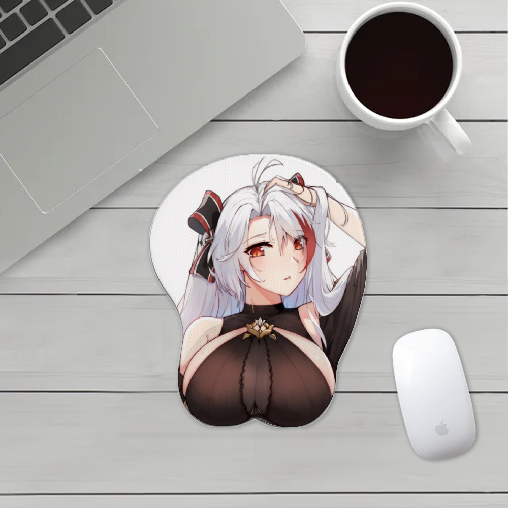 Sexy Anime Girl Oppai Mousepad with Wrist Support Silicone Mouse Pad