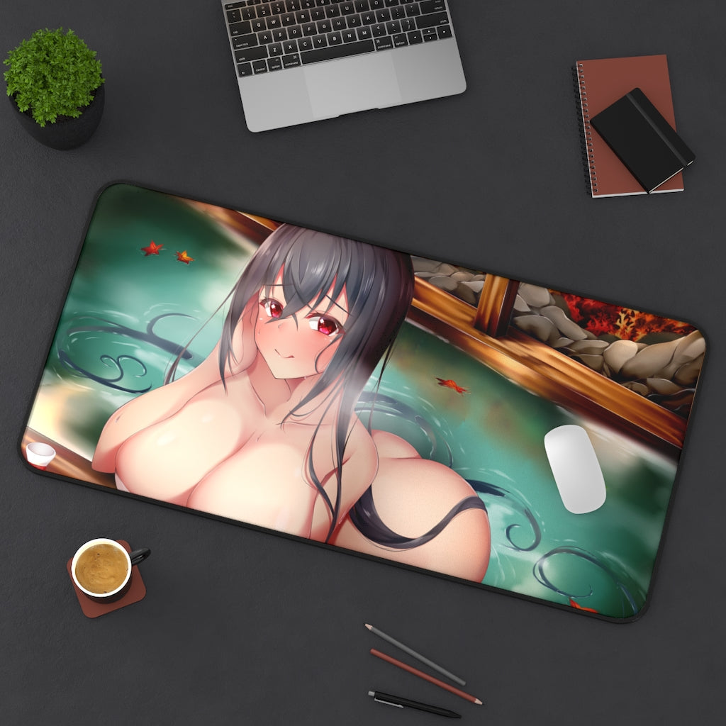 Large Anime Ecchi Desk Mat | Onsen Waifu | Big Gaming Mousepad - Sexy Girl Playmat