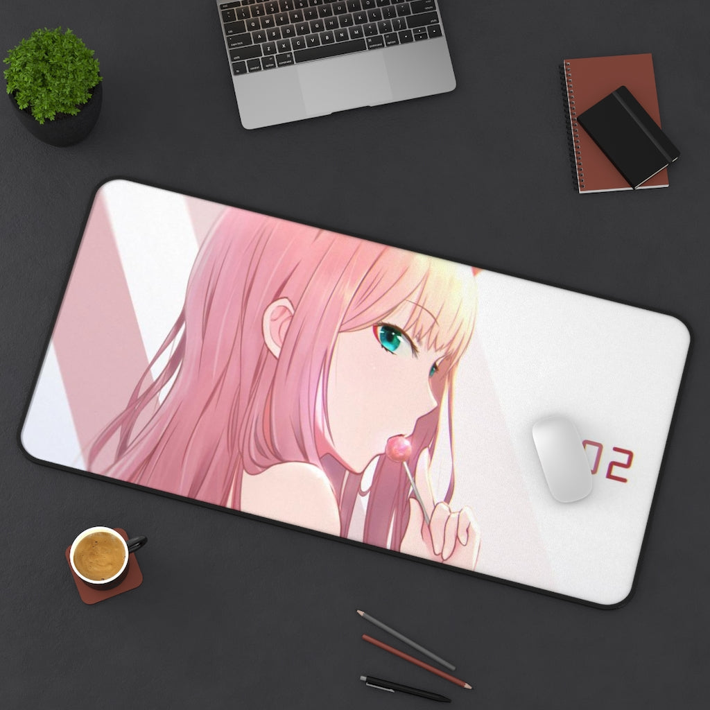 Zero Two Lollipop Darling In The Franxx Desk Mat - Non Slip Mousepad