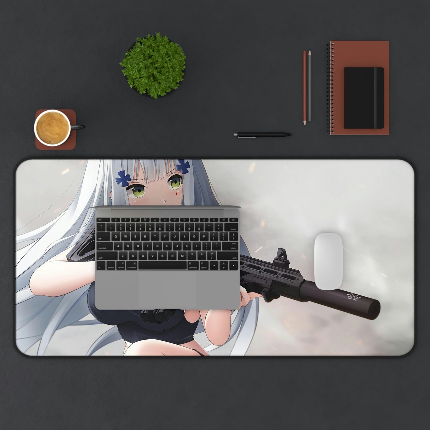 Girls Frontline Gaming Mousepad - Waifu Character Hk416 Gun Large Desk Mat