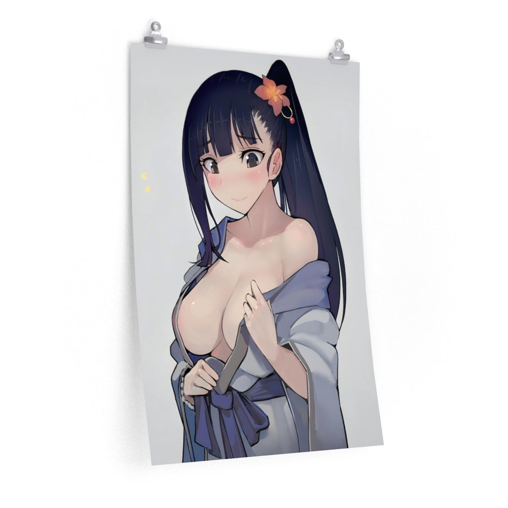 Sexy Yukata Boobs Yomogawa Ayame Kabaneri of the Iron Fortress Ecchi Poster - Lewd Premium Matte Vertical Poster - Adult Wall Art