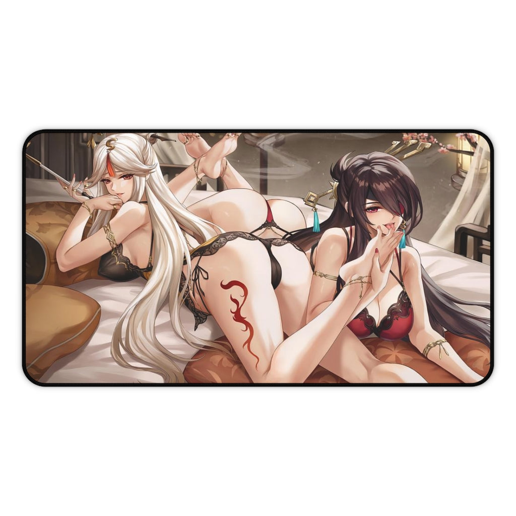 Genshin Impact Ecchi Mousepad - Sexy Butt Beidou And Ningguang Large Desk Mat - Mouse Pad - MTG Playmat