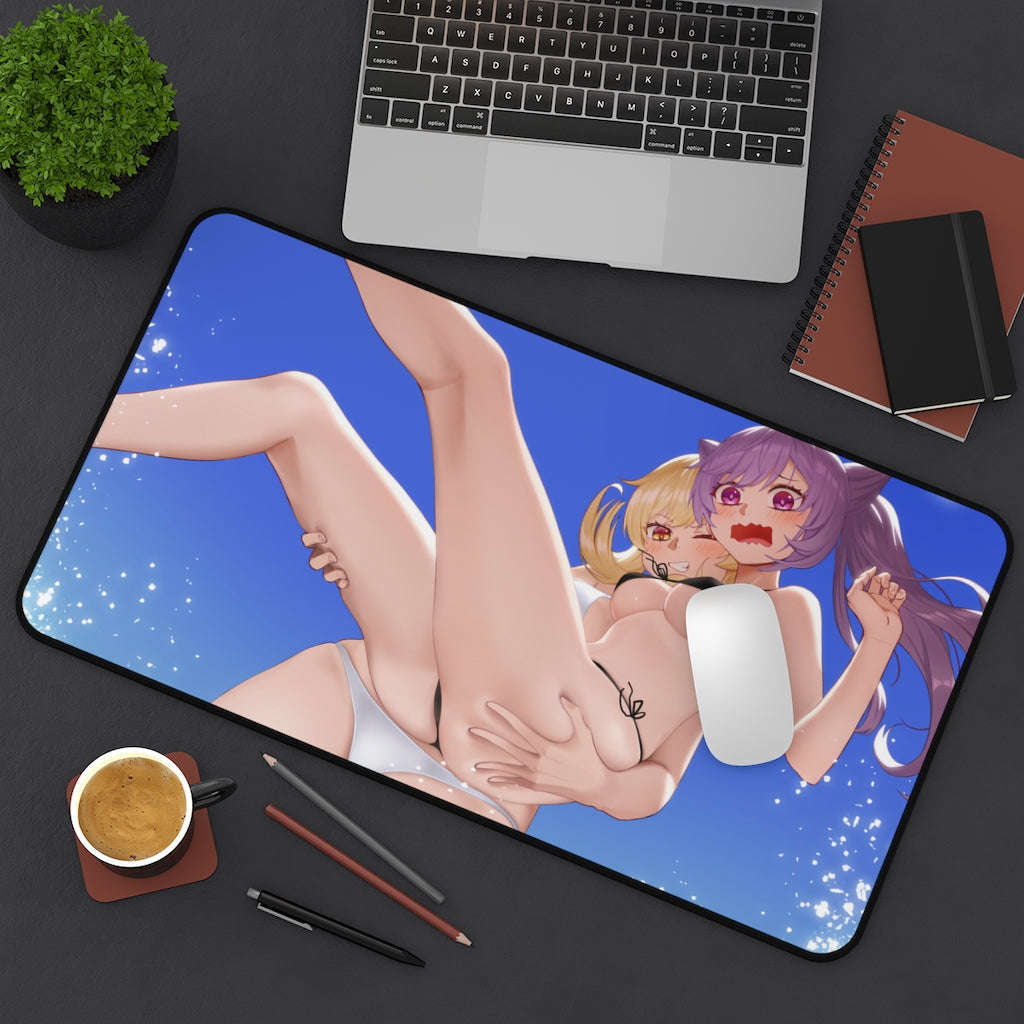 Lumine and Keqing Bikini Genshin Impact Desk Mat - Non Slip Mousepad