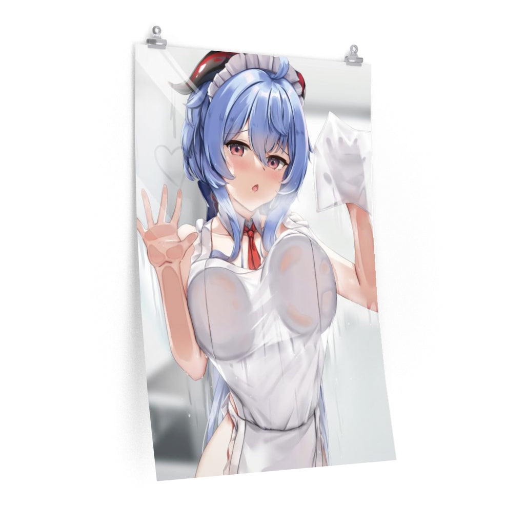 Sexy Maid Ganyu Genshin Impact Boobs Press Poster - Lewd Premium Matte Vertical Poster - Adult Wall Art