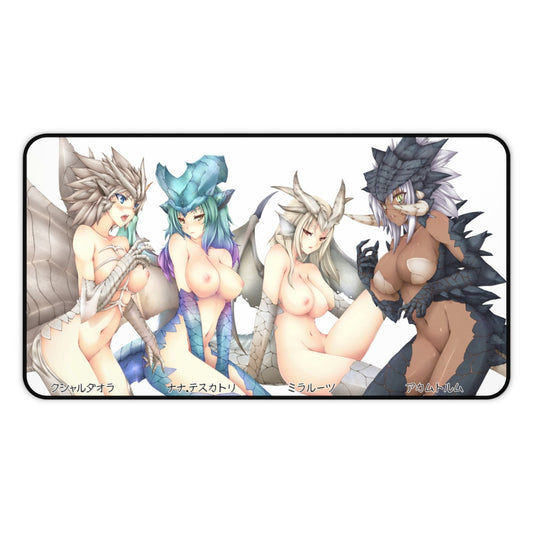 Monster Hunter Naked Monster Girls Desk Mat - Lewd Mousepad - Anime Girl Playmat