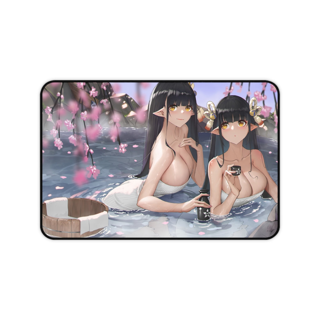 Sexy Onsen Hinoa and Minoto Monster Hunter Rise Desk Mat - Non Slip Mousepad