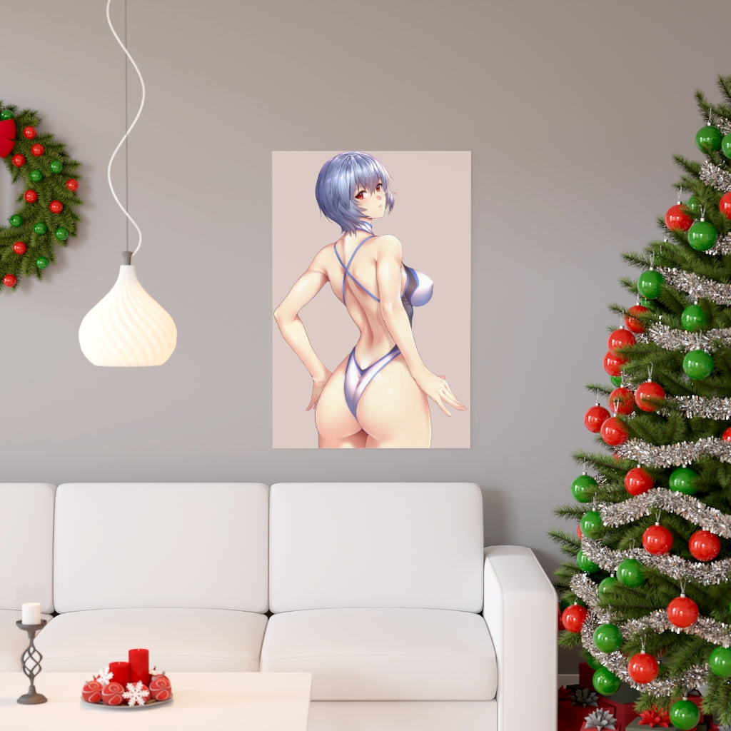 Sexy Rei Swimsuit Evangelion Poster - Lewd Premium Matte Vertical Poster - Adult Wall Art