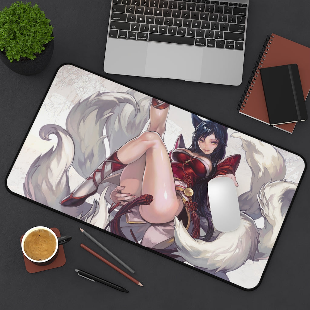 Kitsune Ahri Sexy Mousepad - League of Legends Desk Mat - LoL Ecchi Playmat