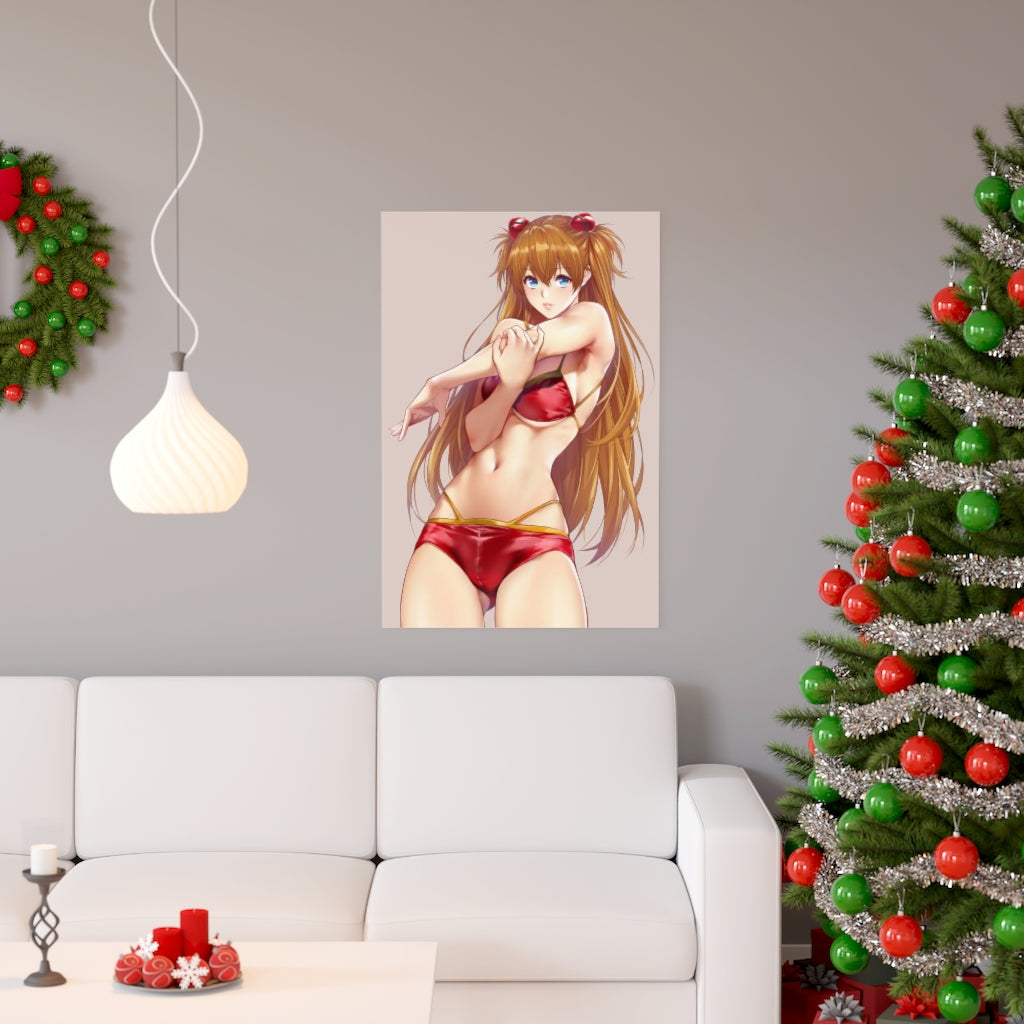 Sexy Asuka Bikini Evangelion Poster - Lewd Premium Matte Vertical Poster - Adult Wall Art