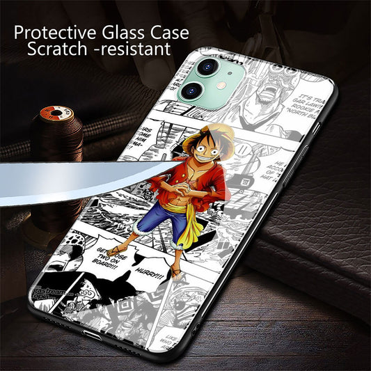 One Piece anime Tempered Glass Cover for iPhone - Rubber and tempered glass phone case