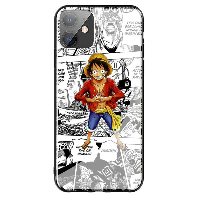 One Piece anime Tempered Glass Cover for iPhone - Rubber and tempered glass phone case