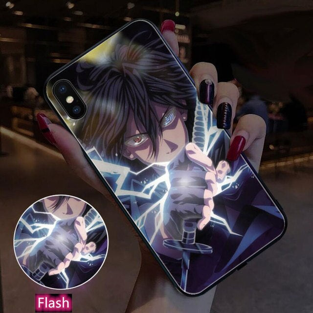 Naruto LED Flash iPhone Case -  For iPhone 7/8/X/11/12/13 - Anime LED Phone Cover Glass TPU Shell Funda