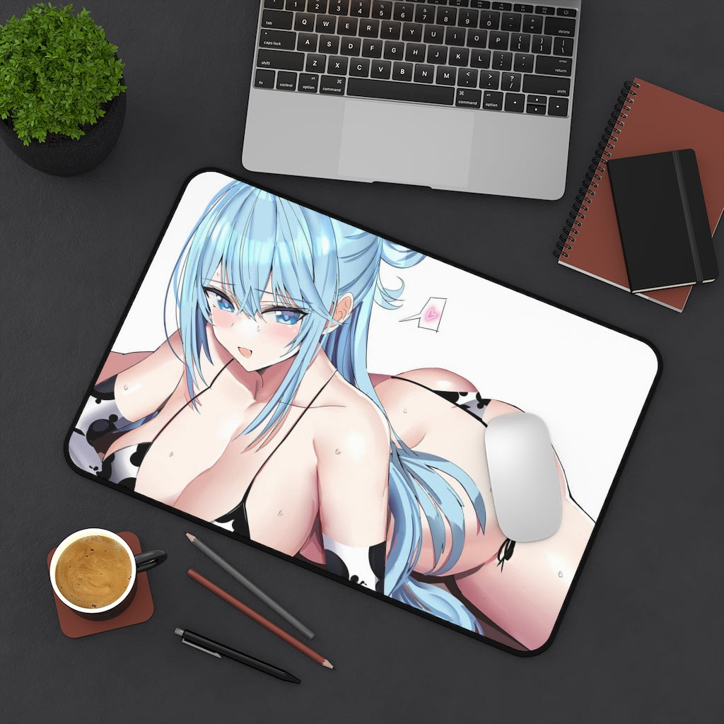 Konosuba Aqua Sexy Mousepad - Thick Cow Girl Waifu Desk Mat - Ecchi Anime Playmat