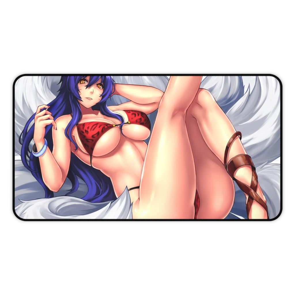 Nine Tailed Fox Ahri Sexy Mousepad - League of Legends Ecchi Desk Mat - LoL Kitsune Playmat