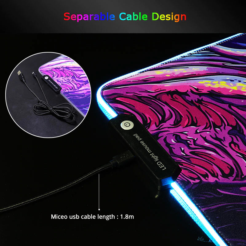 Light-emitting RGB XL Mouse Pad ( 80 X 30 CM ) 4mm Thick Gaming Mouse Pad - The Mouse Pads Ninja Mouse Pads