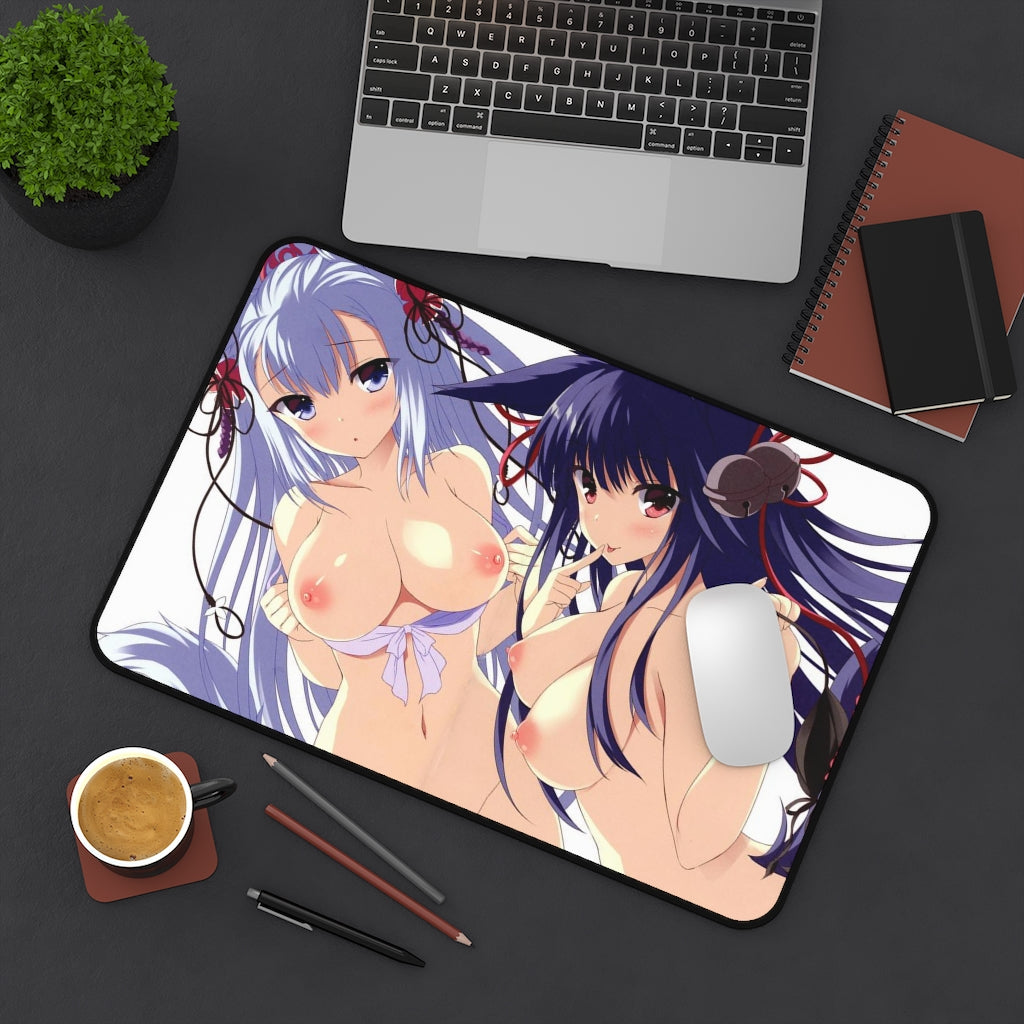 Granblue Fantasy Sexy Mousepad - Nude Societte And Yuel Anime Desk Mat - Ecchi Playmat