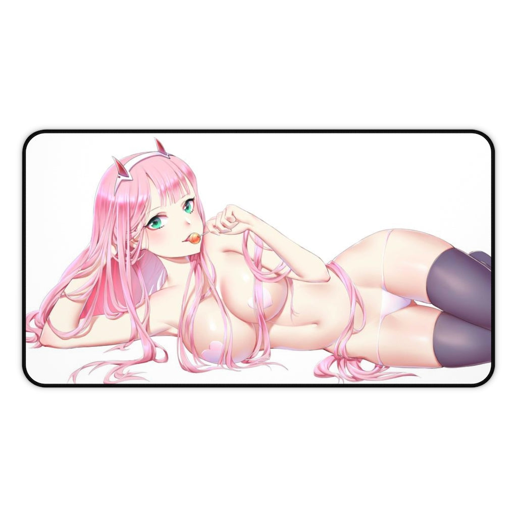 Zero Two Lollipop Sexy Pasties Darling In The Franxx Desk Mat - Non Slip Mousepad