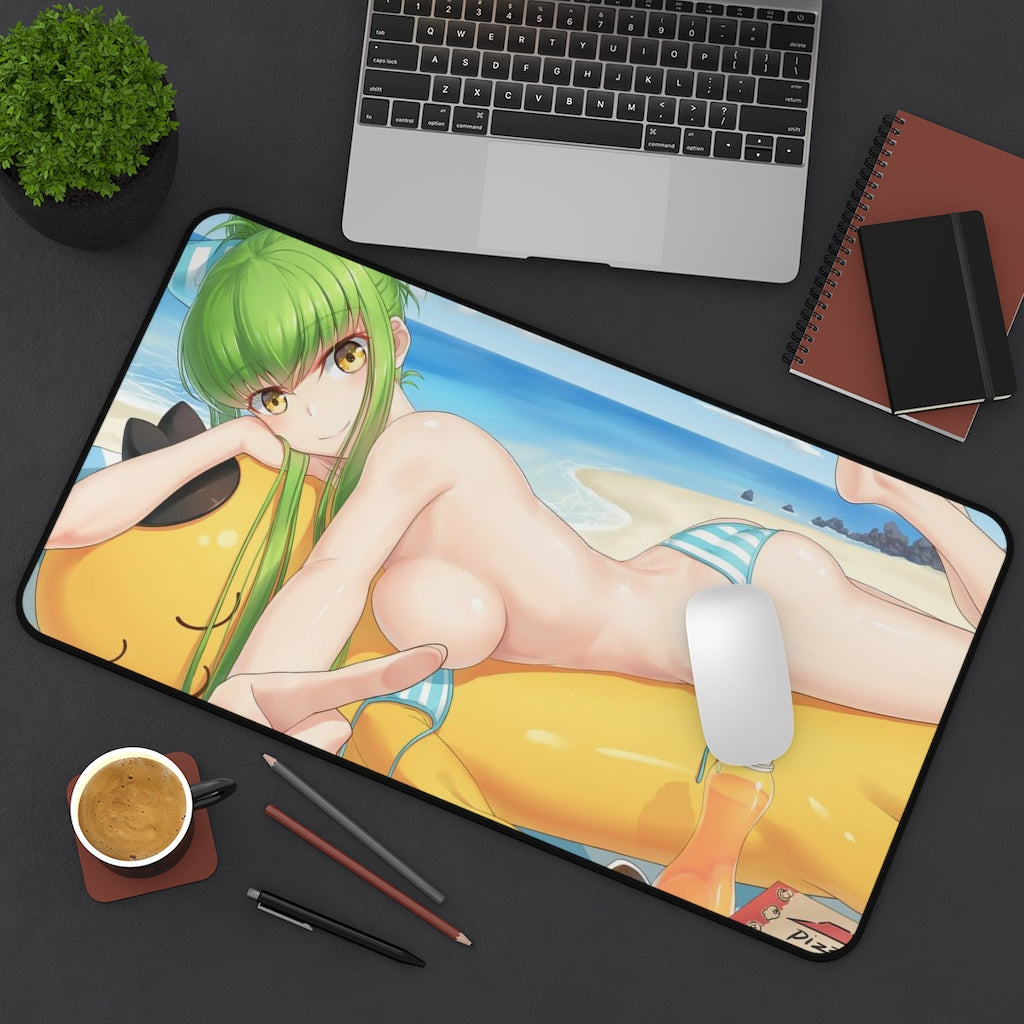 Code Geass Anime Mousepad - C.C. Pizza Hut Large Desk Mat - Ecchi Mouse Pad - MTG Playmat