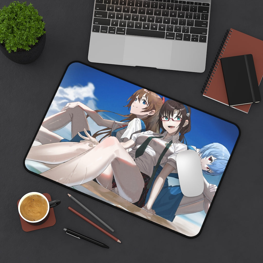 Evangelion Asuka Rei Mari Seifuku Desk Mat - Non Slip Mousepad