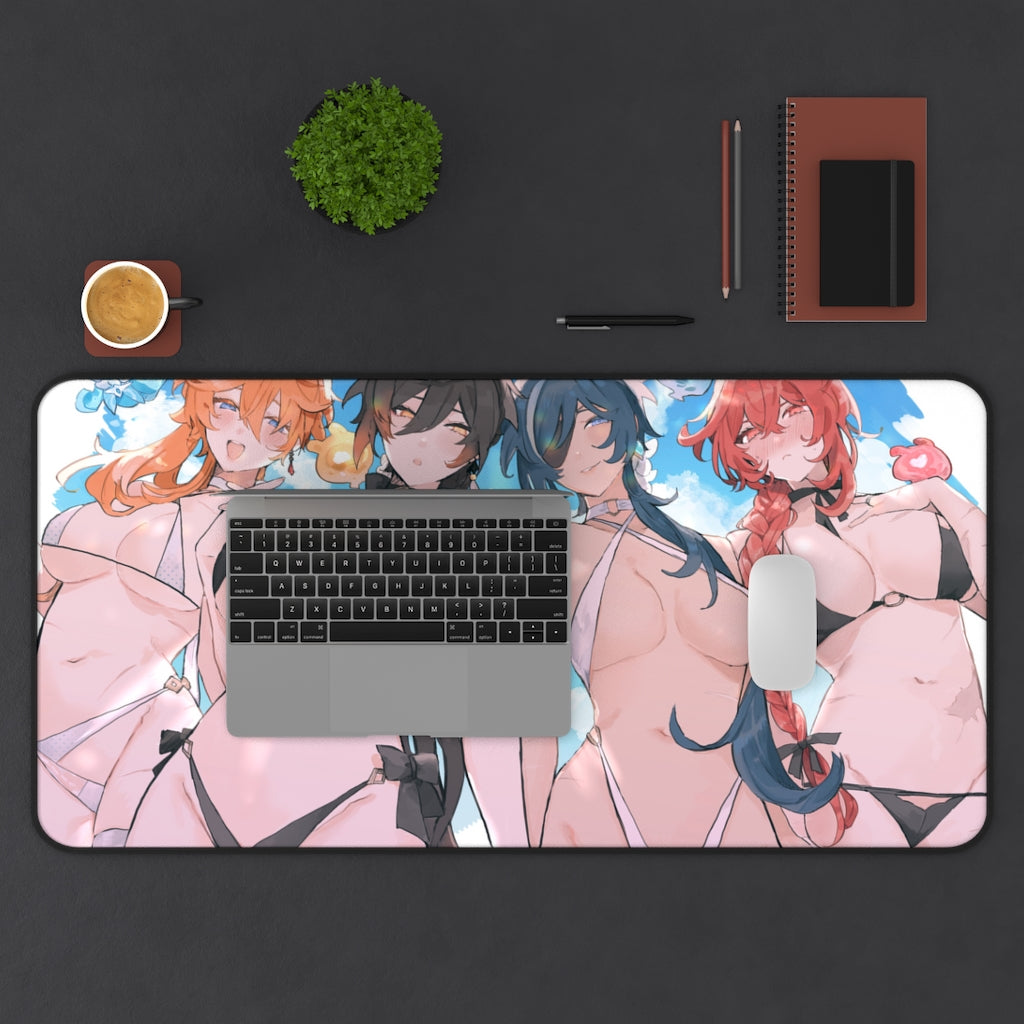 Genshin Impact Ecchi Desk Mat | Male Cast Gender Swap | Large Gaming Mousepad - MTG Playmat