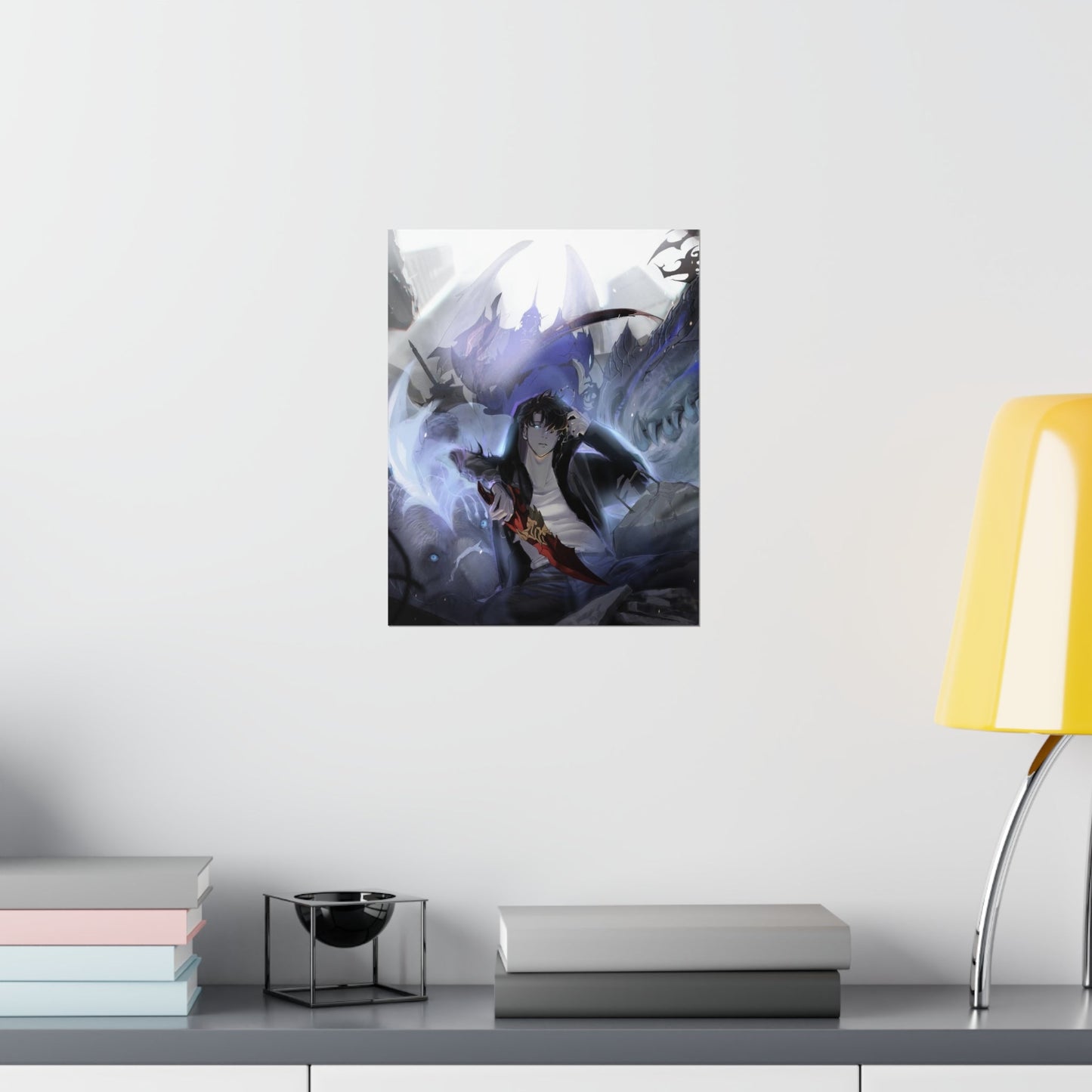 Solo Leveling Poster - Premium Matte Vertical Poster - Solo Leveling Anime Tank Kaisel Billion and Sung Jin-woo Wall Art Decor