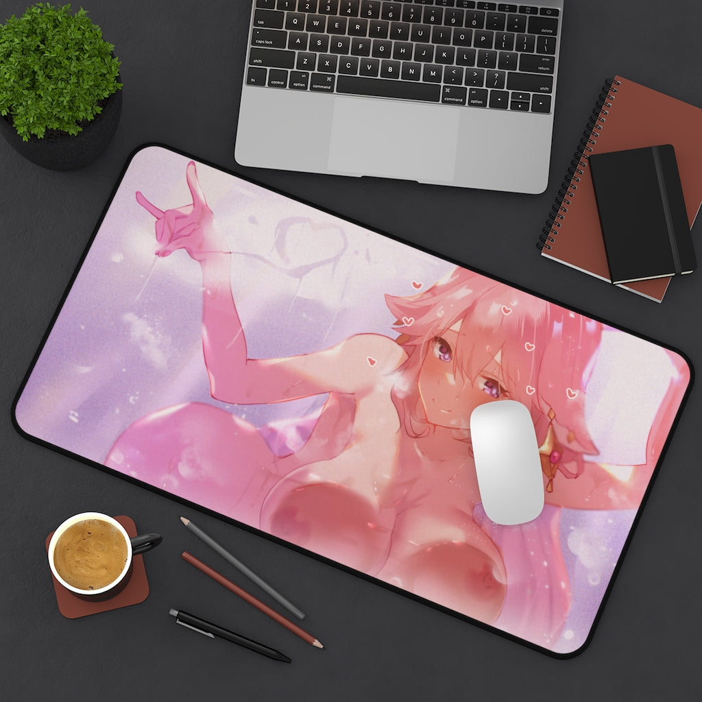 Nude Tits Yae Miko Genshin Impact Desk Mat - Non Slip Mousepad