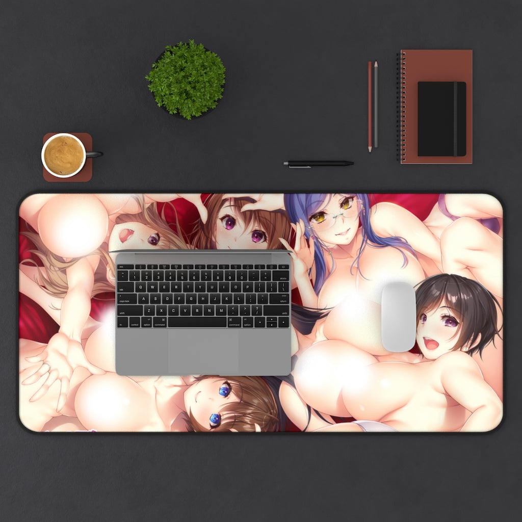 Nude Boobs Waifus Anime Mother & Wife Desk Mat - Lewd Mousepad - Sexy Anime Girls Playmat