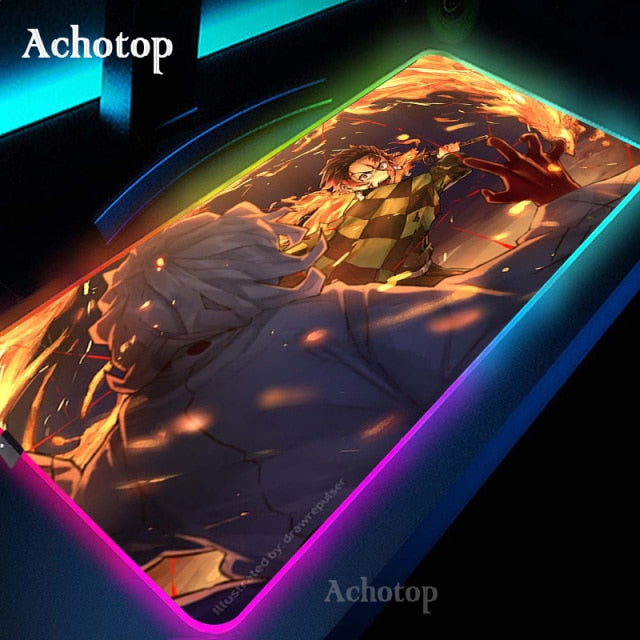 Anime Demon Slayer Mousepad Gaming Mouse Pad RGB LED omputer Desk Pad - The Mouse Pads Ninja 9 / 300x900x3mm